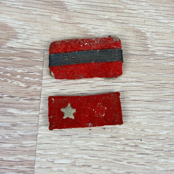 Other - Vintage US Army Enlisted Rank Shoulder Tabs Red Felt Pair WWII 1.5 Inch